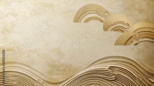 Abstract Waves Pattern: a close-up shot capturing a harmonious blend of texture, line and form, with its soft lighting that evokes serenity, relaxation, and artistic elegance