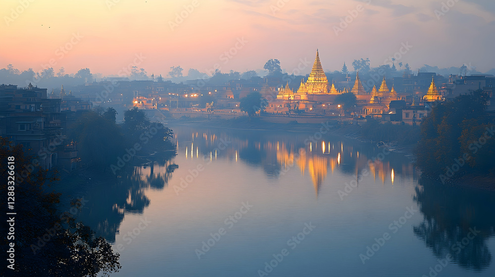 Fototapeta premium Sunrise over Bagan Temples, Myanmar