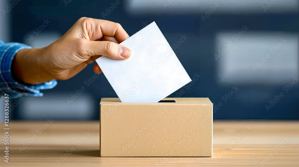 A person putting a piece of paper into a ballot box A person putting a piece of paper into a ballot box