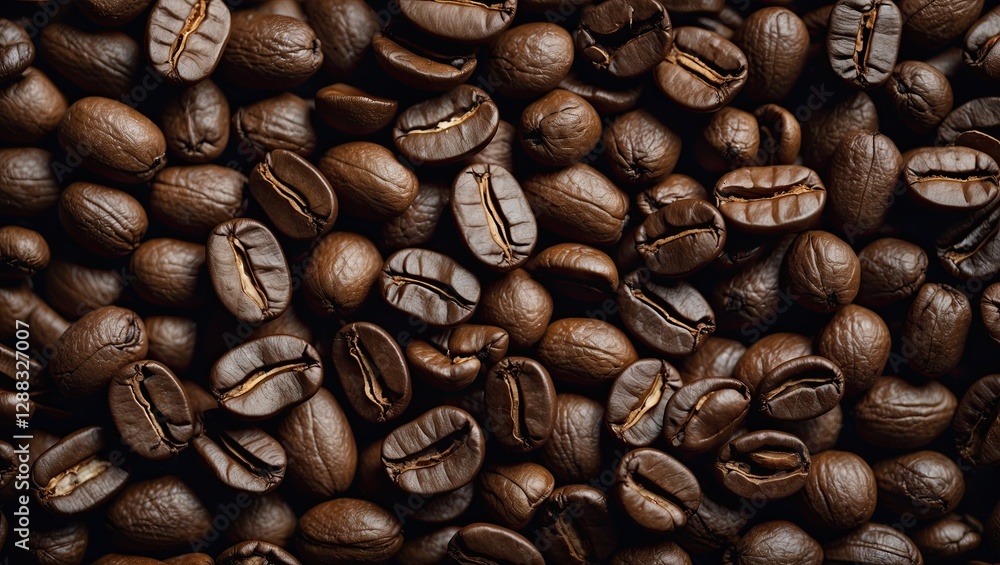Fototapeta premium Close-up of various roasted coffee beans showcasing rich, dark brown hues and unique shapes