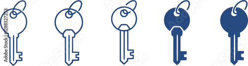 key chain icon in different style vector illustration. two colored and black key chain vector icons designed in filled, outline, line and stroke style can be used for web, mobile, ui