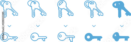 key chain icon in different style vector illustration. two colored and black key chain vector icons designed in filled, outline, line and stroke style can be used for web, mobile, ui