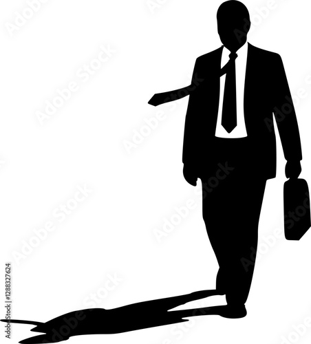 vector silhouette of a man in a suit with a briefcase on a white background .Generative AI
