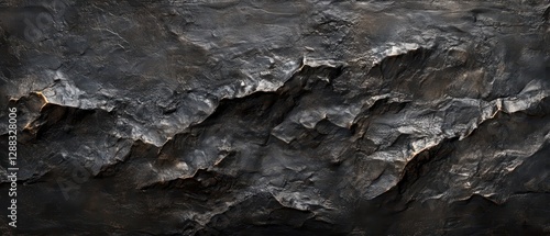Deep matte black stucco wall with organic roughness, timeless and artistic texture
