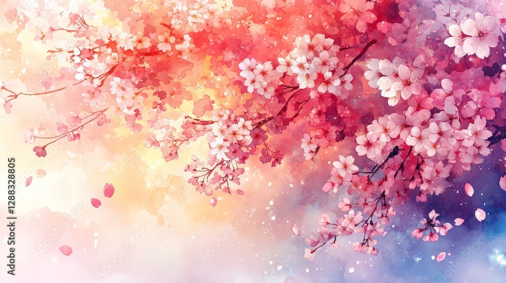 A vibrant illustration of cherry blossoms against a dreamy background. A vibrant illustration of cherry blossoms against a dreamy background.