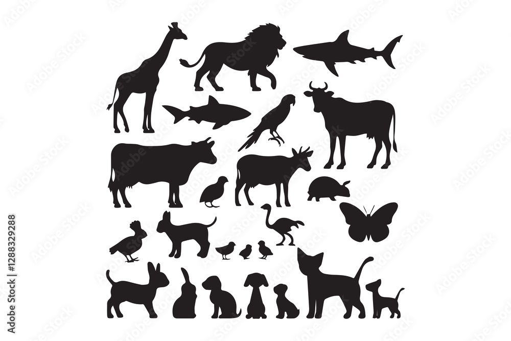 Fototapeta premium Animal Silhouettes Collection in Black vector