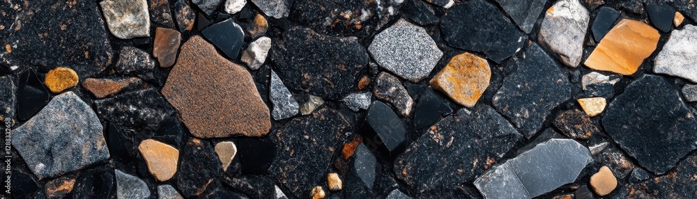 Black terrazzo surface with micro stone details, modern and premium design Black terrazzo surface with micro stone details, modern and premium design