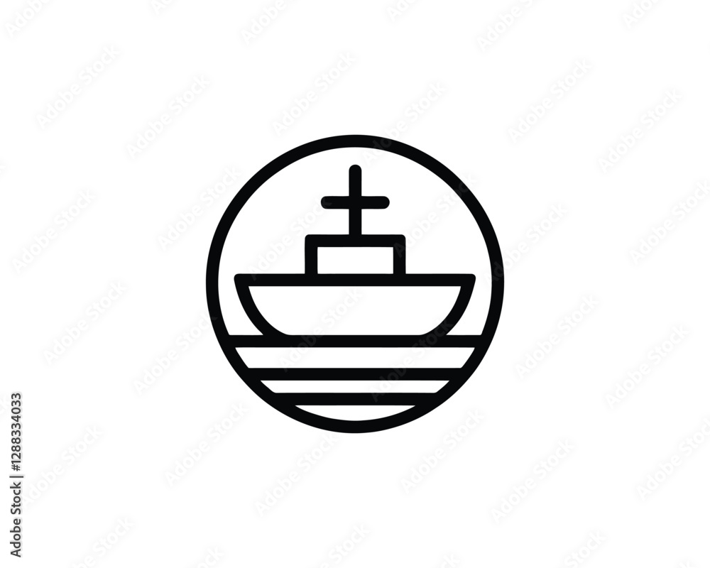Boat logo design icon outline vector template Boat logo design icon outline vector template