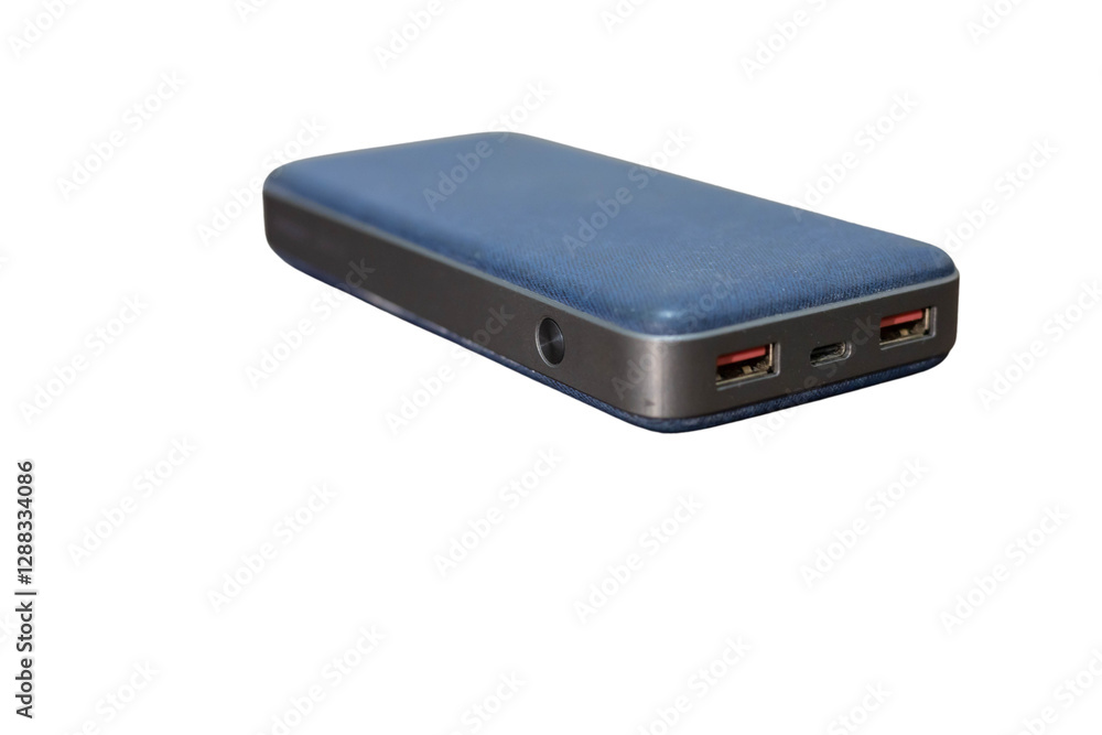 A sleek, contemporary power bank showcased against a solid black background, emphasizing its functional design, connectivity ports, and high-end technology features seamlessly. A sleek, contemporary power bank showcased against a solid black background, emphasizing its functional design, connectivity ports, and high-end technology features seamlessly.