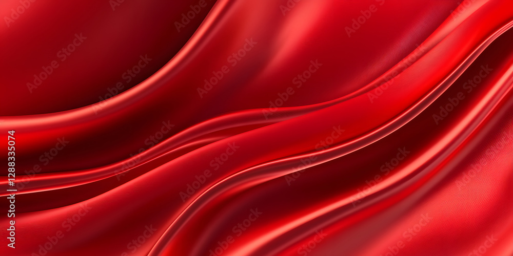 Obraz premium Red silk background, flowing red cloth 3D rendering