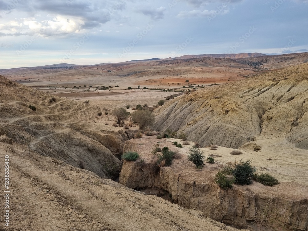 Dry valley under the mountains Tiaret Algeria Dry valley under the mountains Tiaret Algeria
