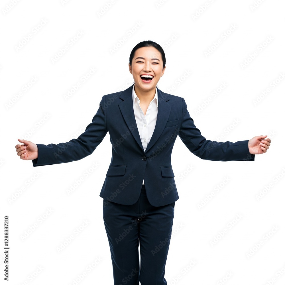 young asian business woman laughing, isolated on white background young asian business woman laughing, isolated on white background