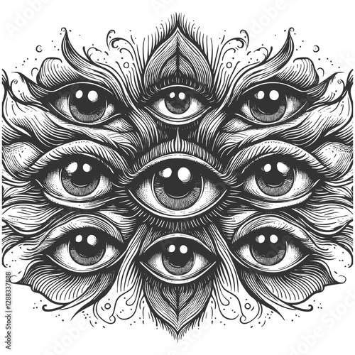 Multiple Eyes vector illustration