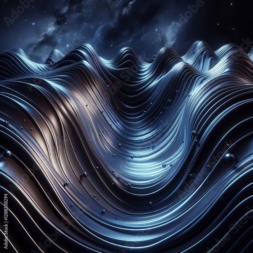 Gravitational Waves A wavy metallic structure with a gravity def photo