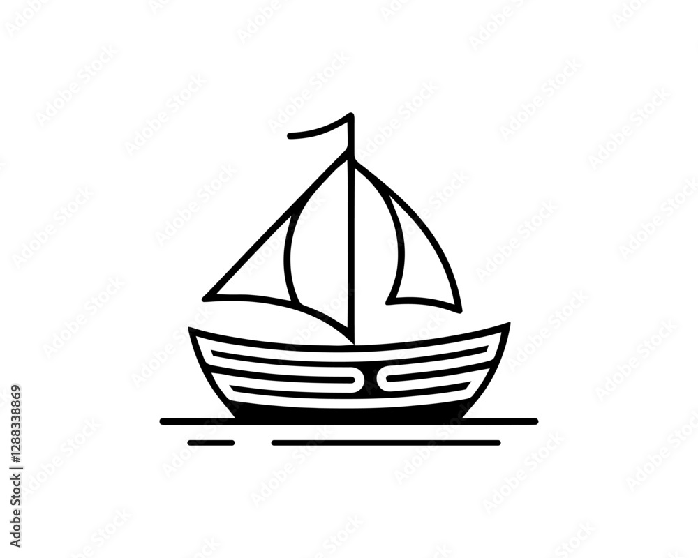 Boat logo design icon outline vector template Boat logo design icon outline vector template