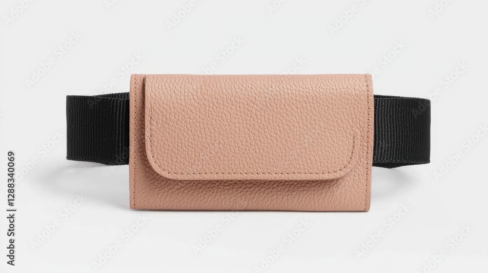 Pink leather belt bag, studio shot, fashion accessory Pink leather belt bag, studio shot, fashion accessory