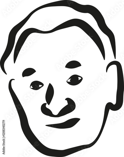 Grandfather Hand Drawn Face Portrait Illustration Vector