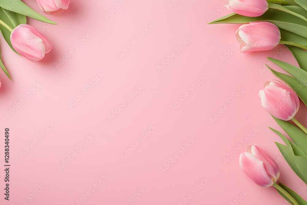 Tulips and gift boxes on white background top view, Valentine's Day thanksgiving concept illustration Tulips and gift boxes on white background top view, Valentine's Day thanksgiving concept illustration