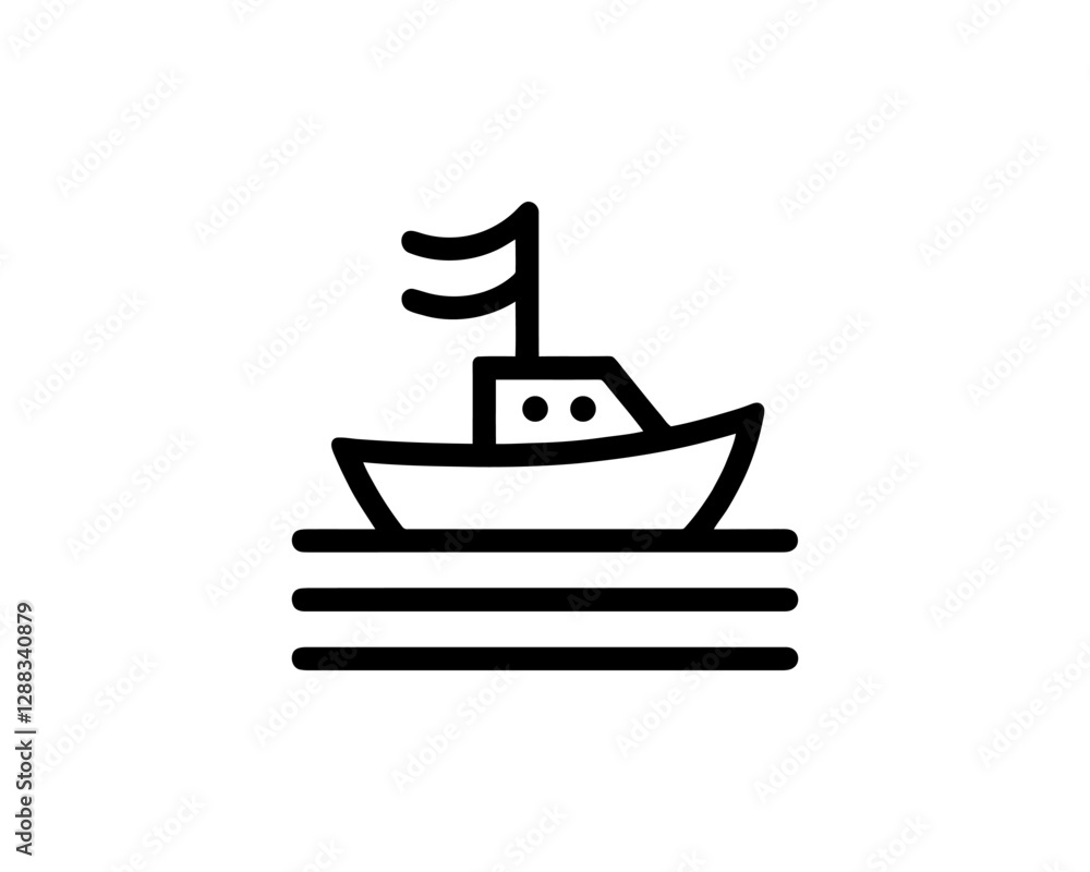 Boat logo design icon outline vector template Boat logo design icon outline vector template