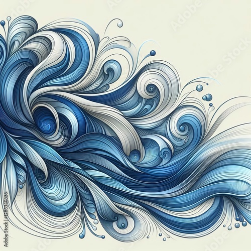 Ocean Breeze Cool blues flowing lines and wave like motifs captu photo