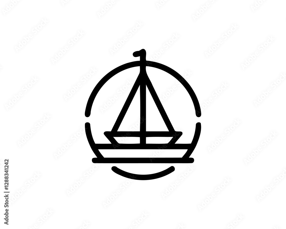 Boat logo design icon outline vector template Boat logo design icon outline vector template