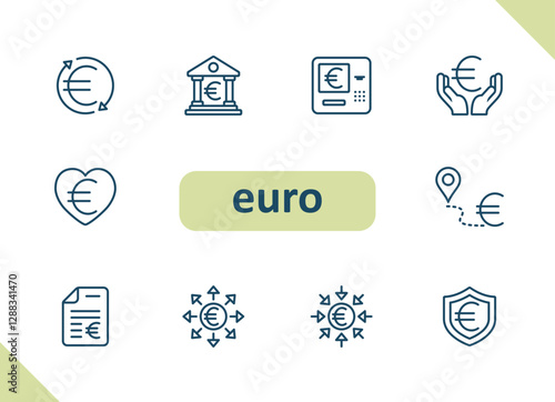Euro icons. Currency, money, payment, savings, investment vector icon set