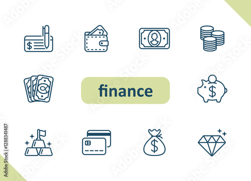 Finance icons. Money, cash, payment, savings, investing vector icon set