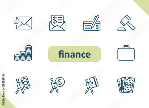 Finance icons. Money, cash, payment, savings, investing, business vector icon set