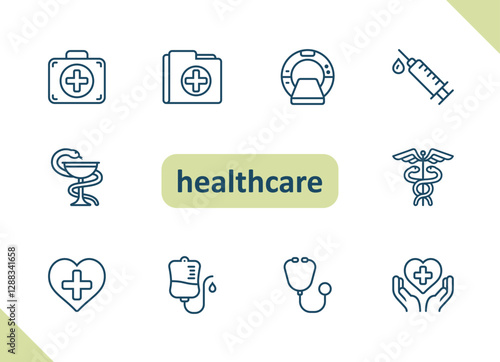 Healthcare icons. Health care, hospital, medical vector icon set