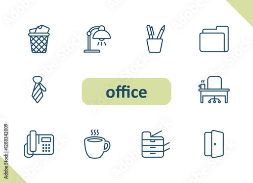 Office icons. Career, job, workplace, cubicle vector icon set