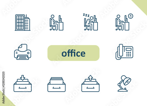 Office icons. Job, career, workplace vector icon set