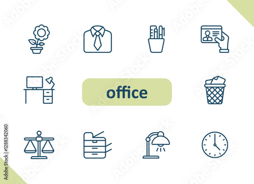 Office icons. Workplace, career, job vector icon set