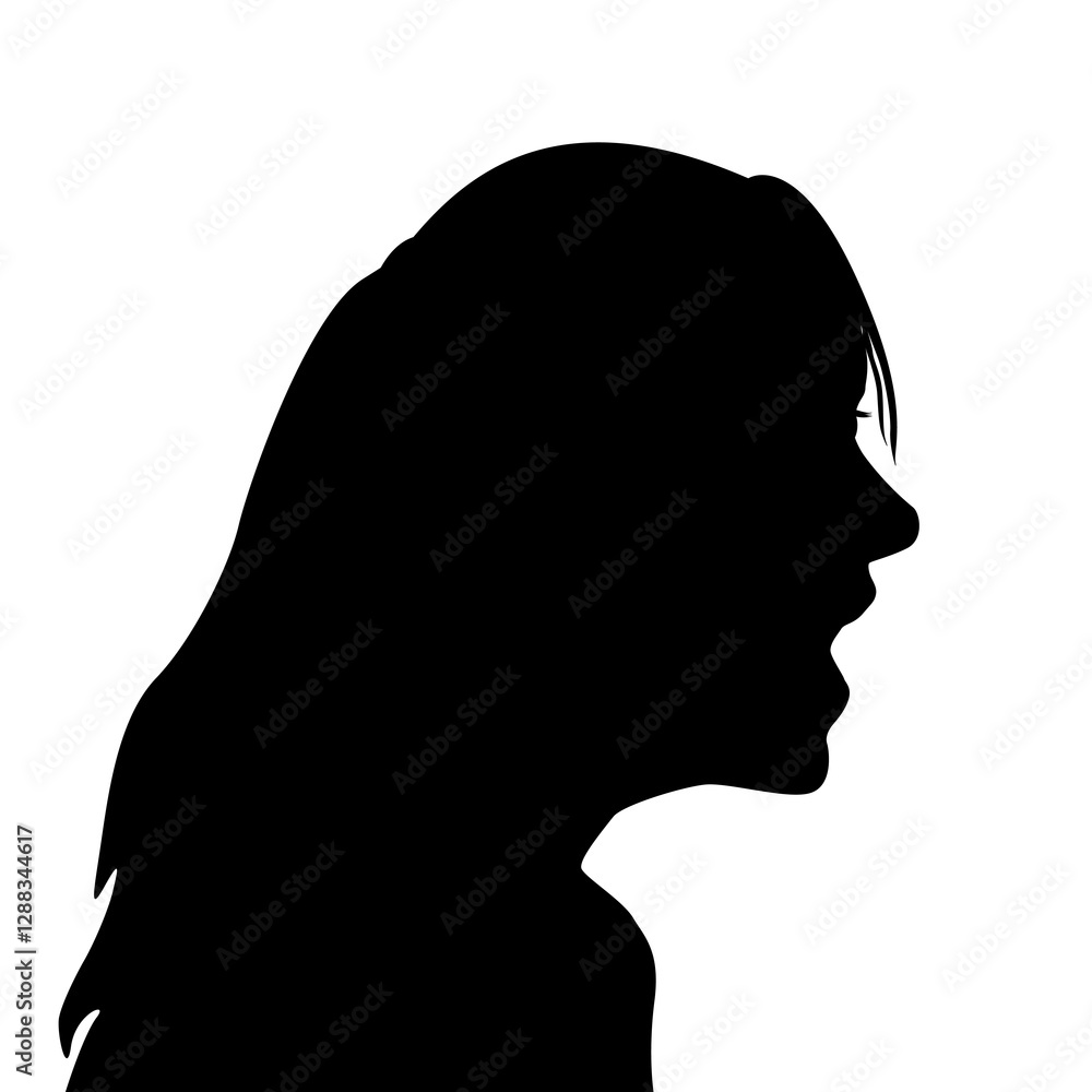 Silhouette of woman in profile screaming.eps Silhouette of woman in profile screaming.eps