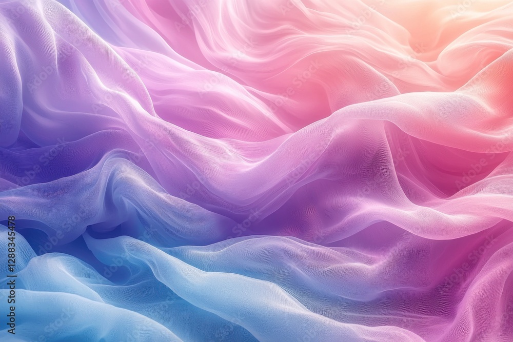 Flowing fabric in dreamy, abstract waves with blended pink, purple, and blue hues Flowing fabric in dreamy, abstract waves with blended pink, purple, and blue hues