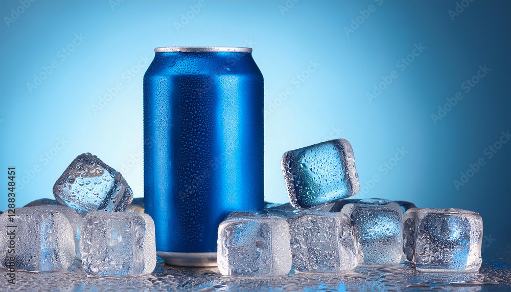 Blue aluminum beer soda water