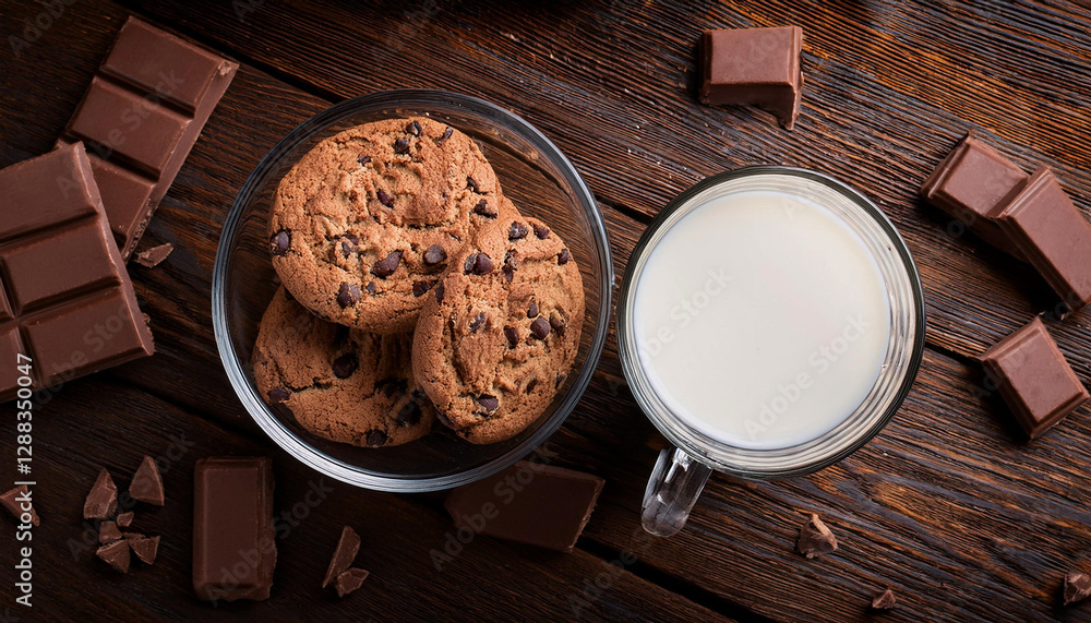 cup of milk with cookies
