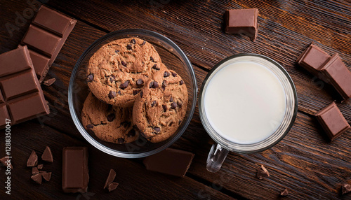 Obraz na płótnie cup of milk with cookies w salonie