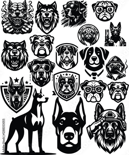 Diverse Dog Breeds Vector Set
