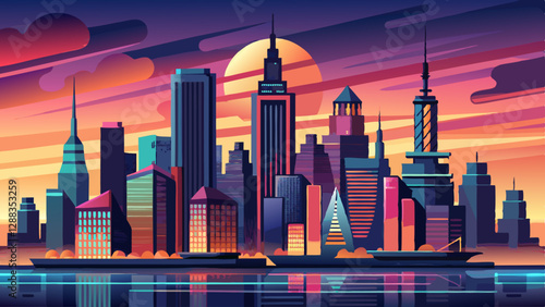 New York City Sunset Skyline