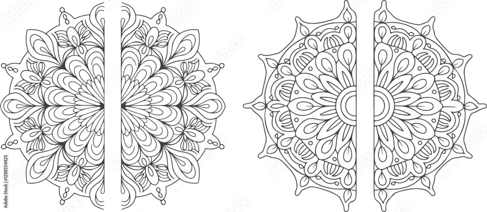 Fototapeta premium Half Mandala Coloring Pages