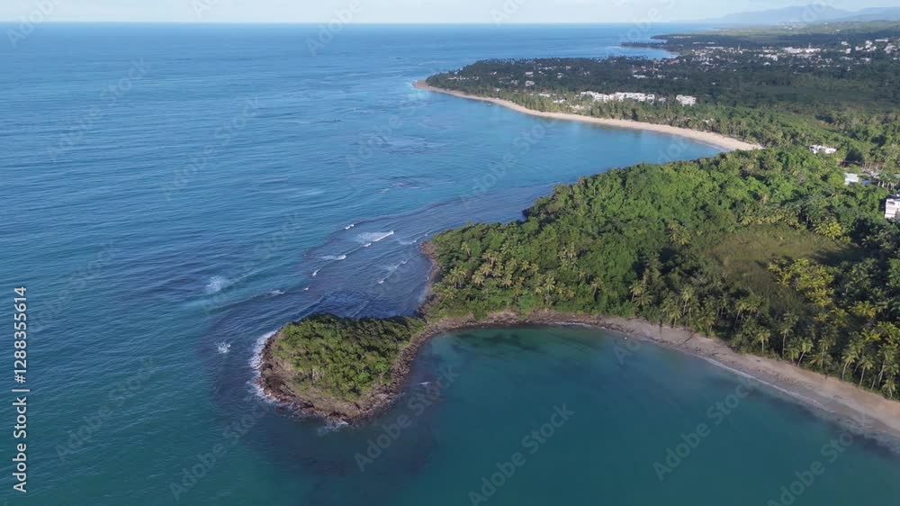 Aerial view of beautiful beach in Las Terrenas, Samana Peninsula, Dominican Republic Aerial view of beautiful beach in Las Terrenas, Samana Peninsula, Dominican Republic
