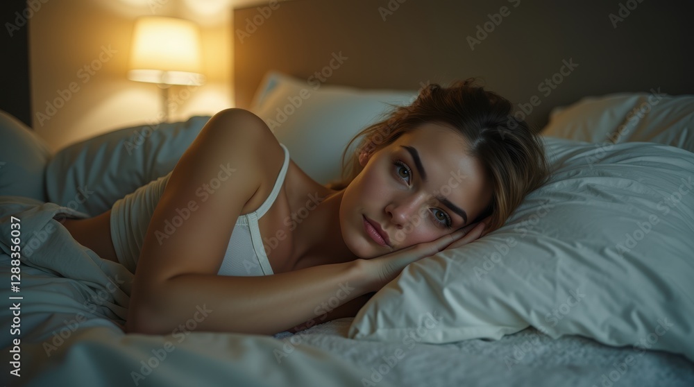 Contemplating dreams and shadows in a cozy bedroom during a quiet evening Contemplating dreams and shadows in a cozy bedroom during a quiet evening