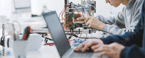 Students working on a project in the lab