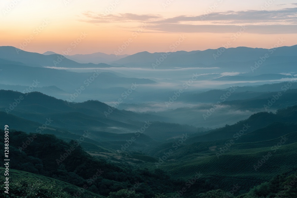 Misty Mountain Sunrise Landscape Misty Mountain Sunrise Landscape