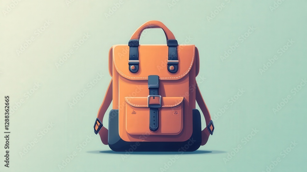 Fototapeta premium Backpack's journey: The minimalist illustration of a backpack symbolizes travel, education, and exploration, perfect for evoking a sense of adventure and preparedness.
