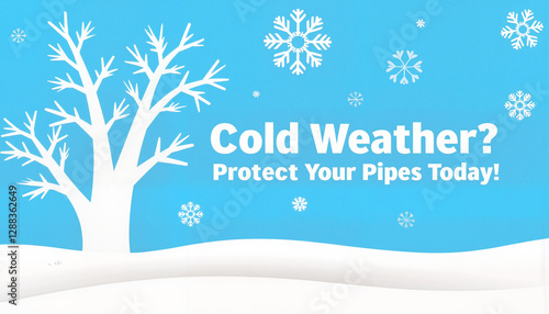 Winter plumbing advertisement urging pipe protection during cold weather