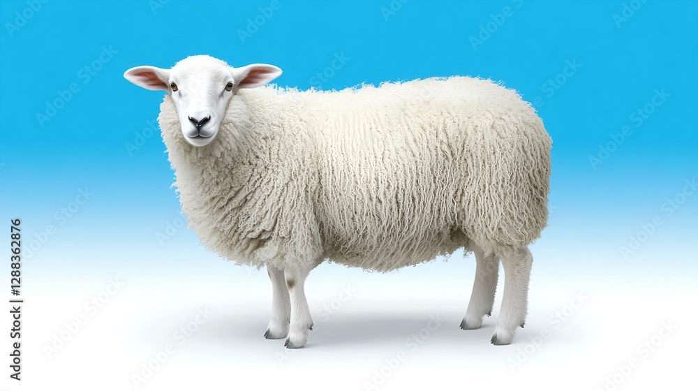 Fototapeta premium High Resolution Isolated Photograph of a Sheep on White Background
