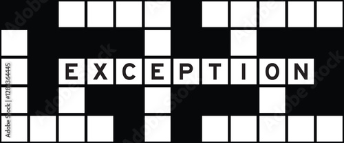 Alphabet letter in word exception on crossword puzzle background