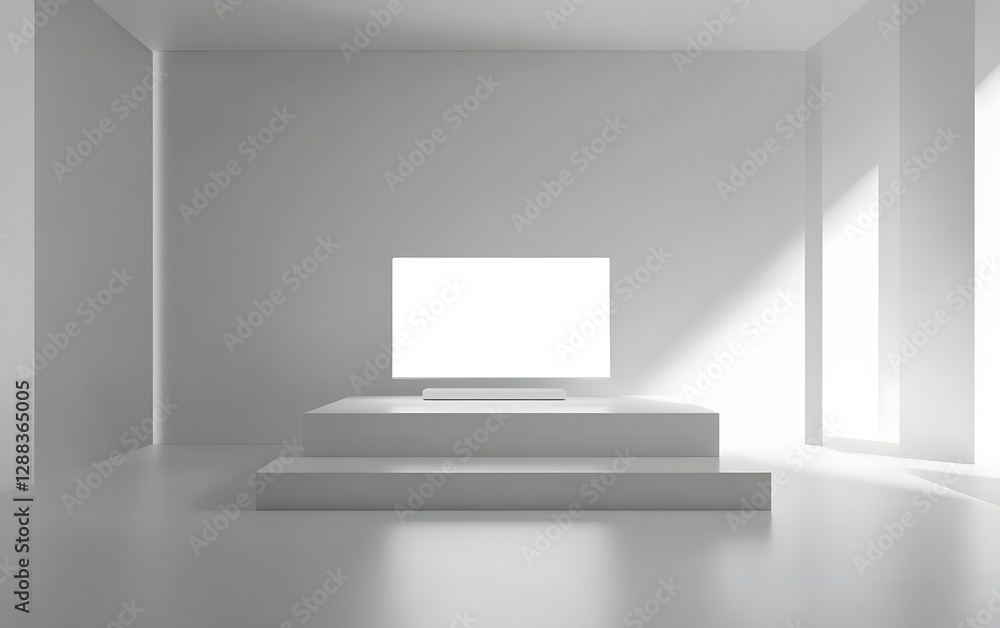 Minimalist and Modern Electronic Device Displayed in Serene White Setting Minimalist and Modern Electronic Device Displayed in Serene White Setting