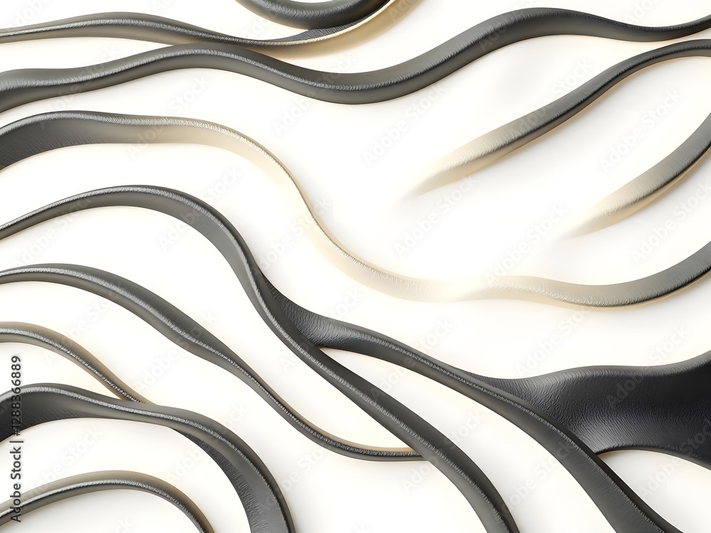 Textured 3D Background with Black and Yellow Wavy Lines on White Canvas Textured 3D Background with Black and Yellow Wavy Lines on White Canvas